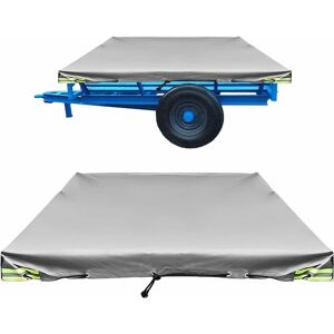 DEWDAT TrailTrailer Tarpaulin Flat Tarpaulin 208 x 114x 13cm Including Tarpaulin Rope - Durable Edge-Reinforced Trailer Cover - Silver DEWDAT TrailTrailer Tarpaulin Flat Tarpaulin 208 x 114x 13cm Including Tarpaulin Rope - Durable Edge-Reinforced Trailer Cover - Silver