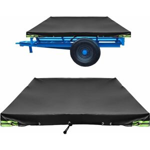 DEWDAT Trailer Tarpaulin Flat Tarpaulin 208 x 114x 13cm Including Tarpaulin Rope - Durable Edge-Reinforced Trailer Cover - Black DEWDAT Trailer Tarpaulin Flat Tarpaulin 208 x 114x 13cm Including Tarpaulin Rope - Durable Edge-Reinforced Trailer Cover - Black