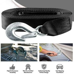 CYSLMUK Trailer Winch Strap Marine Winch Strap with Safety Hook 2 Ton 6 Meters, Black CYSLMUK Trailer Winch Strap Marine Winch Strap with Safety Hook 2 Ton 6 Meters, Black