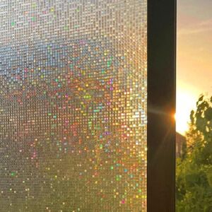 LINGHHANG (Transparent – Mosaic, 30x200) 3D Rainbow Effect Window Film, Privacy Window Film, Decorative Electrostatic Window Film, Blackout Film, UV Protection LINGHHANG (Transparent – Mosaic, 30x200) 3D Rainbow Effect Window Film, Privacy Window Film, Decorative Electrostatic Window Film, Blackout Film, UV Protection