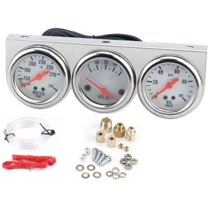 Tlily - Triple Gauge Kit Oil/Volt/Water 2 Inch Chrome Oil Temp Water Temperature Pressure Voltage Tlily - Triple Gauge Kit Oil/Volt/Water 2 Inch Chrome Oil Temp Water Temperature Pressure Voltage