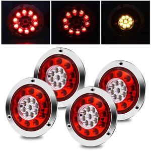 TINOR Truck Tail Light, Round 19 led Trailer Brake Stop Turn Tail Lights 4PCS Waterproof Dual Color Rear Lamp Indicator 12V 24V TINOR Truck Tail Light, Round 19 led Trailer Brake Stop Turn Tail Lights 4PCS Waterproof Dual Color Rear Lamp Indicator 12V 24V