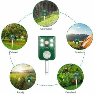 HOOPZI Ultrasonic Cat Repeller, Solar Battery Powered Fox Deterrent Repeller, Rechargeable Outdoor Waterproof Dog Repeller with Motion Sensor for Garden HOOPZI Ultrasonic Cat Repeller, Solar Battery Powered Fox Deterrent Repeller, Rechargeable Outdoor Waterproof Dog Repeller with Motion Sensor for Garden
