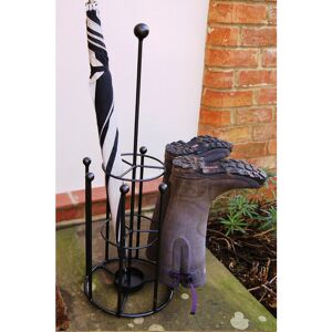 Umbrella and Boot Stand - Wellie Boot Rack - Solid Steel - L30.4 x W30.4 x H83.8 cm - Black Umbrella and Boot Stand - Wellie Boot Rack - Solid Steel - L30.4 x W30.4 x H83.8 cm - Black