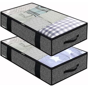 Linghhang - Under Bed Storage Bag 2 Pack, Closet Organizer Soft Bag, Foldable, Space Saver with 4 Reinforced Handles for Storing Clothes, Duvets Linghhang - Under Bed Storage Bag 2 Pack, Closet Organizer Soft Bag, Foldable, Space Saver with 4 Reinforced Handles for Storing Clothes, Duvets