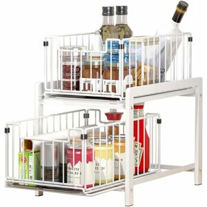 HÉLOISE Under Sink Storage 2 Tier Sliding Organizer with 2 Spice Rack Drawers for Kitchen Countertop Organizer for Bathroom, Kitchen, Office (Regular, HÉLOISE Under Sink Storage 2 Tier Sliding Organizer with 2 Spice Rack Drawers for Kitchen Countertop Organizer for Bathroom, Kitchen, Office (Regular,