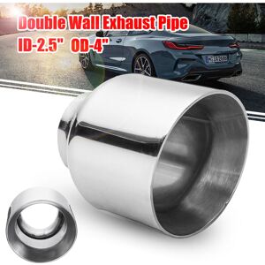 Insma - Universal Stainless Steel Exhaust Tip Double Wall Round Slant 2.5'' Inelt 4'' Outlet Insma - Universal Stainless Steel Exhaust Tip Double Wall Round Slant 2.5'' Inelt 4'' Outlet