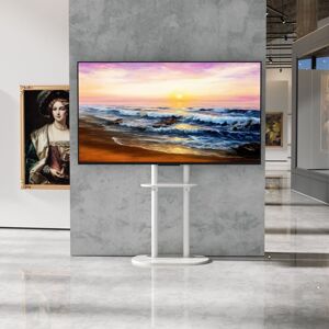 Unho - Universal tv Stand for 40-75 Inch TVs, tv Floor Stand Sintered Stone Base and Shelf, Height Adjustable - White Unho - Universal tv Stand for 40-75 Inch TVs, tv Floor Stand Sintered Stone Base and Shelf, Height Adjustable - White