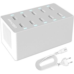 Tinor - usb Charging Station, 50W 10-Port usb Charger Hub, Multi-Port usb Charger with Smart Detect, Compatible with iPhone, Galaxy, iPad Tablet and Tinor - usb Charging Station, 50W 10-Port usb Charger Hub, Multi-Port usb Charger with Smart Detect, Compatible with iPhone, Galaxy, iPad Tablet and