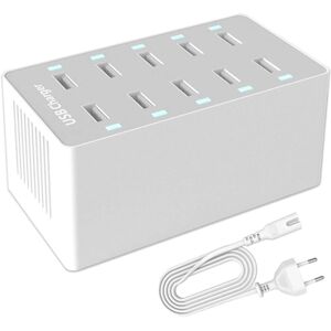OSQI Usb Charging Station, 50W 10-Port usb Charging Hub, Multi-Port usb Charger with Smart Detect, Compatible with iPhone, Galaxy, iPad Tablet and Other OSQI Usb Charging Station, 50W 10-Port usb Charging Hub, Multi-Port usb Charger with Smart Detect, Compatible with iPhone, Galaxy, iPad Tablet and Other