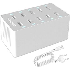 WOIYIC USB Charging Station, 50W 10-Port USB Charger Hub, Multi-Port USB Charger with Smart Detect, Compatible with iPhone, Galaxy, iPad Tablet and Other WOIYIC USB Charging Station, 50W 10-Port USB Charger Hub, Multi-Port USB Charger with Smart Detect, Compatible with iPhone, Galaxy, iPad Tablet and Other