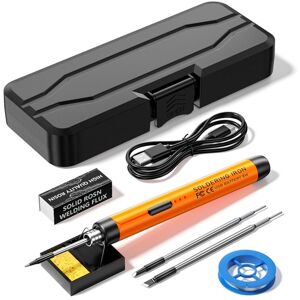 TLILY Usb Rechargeable Portable Soldering Iron,3 Speed Adjustable Temperature Electric Iron Mini Kit Orange TLILY Usb Rechargeable Portable Soldering Iron,3 Speed Adjustable Temperature Electric Iron Mini Kit Orange