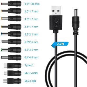 COOCHEER usb to dc 5v cable,USB to DC Power Cable,11-in-1 DC Power Adapter 5.5 x 2.1mm DC Barrel Jack for Laptop, Router etc(1m, black) COOCHEER usb to dc 5v cable,USB to DC Power Cable,11-in-1 DC Power Adapter 5.5 x 2.1mm DC Barrel Jack for Laptop, Router etc(1m, black)