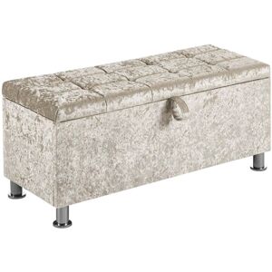 HOME DISCOUNT Valencia Storage Ottoman Bench Bedding Blanket Box Hallway Bedroom Chest, Crushed-Velvet-Champagne HOME DISCOUNT Valencia Storage Ottoman Bench Bedding Blanket Box Hallway Bedroom Chest, Crushed-Velvet-Champagne