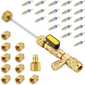 Tlily - Valve Core Remover Installer Tool Kit with Dual Size 1/4 & 5/16 Port for R22 R12 R407 R410 R404 R32 R600 Tlily - Valve Core Remover Installer Tool Kit with Dual Size 1/4 & 5/16 Port for R22 R12 R407 R410 R404 R32 R600