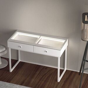 FENCHILIN VANITII Dressing table with LED lighting,RGB Lights,Adjustable Brightness,2-drawer Vanity table 100 x 81 x 55 cm White FENCHILIN VANITII Dressing table with LED lighting,RGB Lights,Adjustable Brightness,2-drawer Vanity table 100 x 81 x 55 cm White