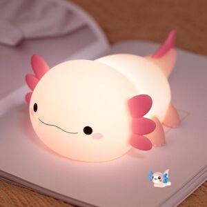 Linghhang - Veilleuse salamandre mignonne pour chambre d'enfant, veilleuse en silicone, commande tactile, lampe de chevet rechargeable par usb, rose Linghhang - Veilleuse salamandre mignonne pour chambre d'enfant, veilleuse en silicone, commande tactile, lampe de chevet rechargeable par usb, rose