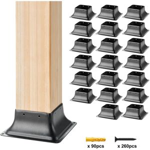 VEVOR 101.6x101.6mm Post Base 20Pcs, Internal 91x91mm Heavy Duty Powder-Coated Steel Post Bracket Fit for Standard Wood Post Anchor, Decking Post VEVOR 101.6x101.6mm Post Base 20Pcs, Internal 91x91mm Heavy Duty Powder-Coated Steel Post Bracket Fit for Standard Wood Post Anchor, Decking Post