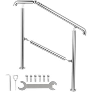Vevor - Mophorn 5 Step Railing Stainless Steel Handrail Adjustable for 1-5 Steps Level Surface Indoor/Outdoor Stair Railings 220lb Capacity Vevor - Mophorn 5 Step Railing Stainless Steel Handrail Adjustable for 1-5 Steps Level Surface Indoor/Outdoor Stair Railings 220lb Capacity