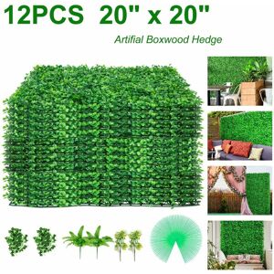 VEVOR Artificial Boxwood Panel UV 20" X 20" Boxwood Hedge Wall Panels, Artificial Grass Backdrop Wall 4 cm Green Grass Wall, Fake Hedge for Decor VEVOR Artificial Boxwood Panel UV 20" X 20" Boxwood Hedge Wall Panels, Artificial Grass Backdrop Wall 4 cm Green Grass Wall, Fake Hedge for Decor