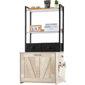 Vevor - Cat Litter Box Enclosure, Hidden Litter Box Furniture with 2 Storage Shelves & 2 Baskets, Wooden Cat Washroom Indoor, Cat House Cabinet Fit Vevor - Cat Litter Box Enclosure, Hidden Litter Box Furniture with 2 Storage Shelves & 2 Baskets, Wooden Cat Washroom Indoor, Cat House Cabinet Fit