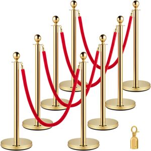 VEVOR Crowd Control Stanchion, Set of 8 Pieces Stanchion Set, Stanchion Set with 5 ft/1.5 m Red Velvet Rope, Gold Crowd Control Barrier with Sturdy VEVOR Crowd Control Stanchion, Set of 8 Pieces Stanchion Set, Stanchion Set with 5 ft/1.5 m Red Velvet Rope, Gold Crowd Control Barrier with Sturdy