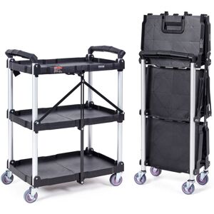 Mophorn - vevor Foldable Utility Service Cart, 3 Shelf 165LBS Heavy Duty Plastic Rolling Cart with Lockable Wheels, Ergonomic Handle, Portable Garage Mophorn - vevor Foldable Utility Service Cart, 3 Shelf 165LBS Heavy Duty Plastic Rolling Cart with Lockable Wheels, Ergonomic Handle, Portable Garage