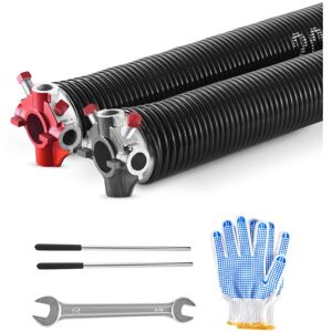 VEVOR Garage Door Torsion Springs, Pair of 0.207 x 2 x 24 in, 16000 Cycles, Electrophoresis Black Coated for Replacement, Garage Door Springs with Non-Slip VEVOR Garage Door Torsion Springs, Pair of 0.207 x 2 x 24 in, 16000 Cycles, Electrophoresis Black Coated for Replacement, Garage Door Springs with Non-Slip