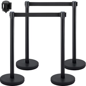 VEVOR Crowd Control Stanchion, Set of 4 Pieces Stanchion Set, Stanchion Set with 6.6 ft/2 m Black Retractable Belt, Black Crowd Control Barrier with VEVOR Crowd Control Stanchion, Set of 4 Pieces Stanchion Set, Stanchion Set with 6.6 ft/2 m Black Retractable Belt, Black Crowd Control Barrier with