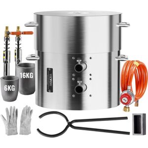 Vevor - Propane Melting Furnace Kit, 16KG/35lbs Gas Metal Melting Furnace Kit, Dual Burner Foundry Home Kiln with Crucibles and Tongs, Smelting Vevor - Propane Melting Furnace Kit, 16KG/35lbs Gas Metal Melting Furnace Kit, Dual Burner Foundry Home Kiln with Crucibles and Tongs, Smelting