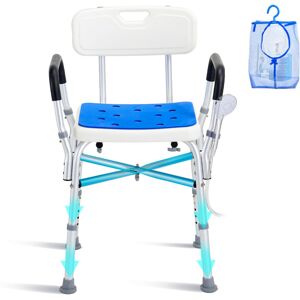 VEVOR Shower Chair Seat, 400 lbs Capacity, Shower Stool with Crossing Bar, Padded Armrests and Back, Shower Chair for Inside Shower Bathtub, Adjustable VEVOR Shower Chair Seat, 400 lbs Capacity, Shower Stool with Crossing Bar, Padded Armrests and Back, Shower Chair for Inside Shower Bathtub, Adjustable
