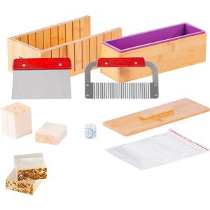 MOPHORN VEVOR Soap Making Kit, Bamboo Cutting Box and Inner Box with Silicone Mold, Stainless Steel Straight Cutter and Wavy Cutter, 100 Bags and 105 MOPHORN VEVOR Soap Making Kit, Bamboo Cutting Box and Inner Box with Silicone Mold, Stainless Steel Straight Cutter and Wavy Cutter, 100 Bags and 105