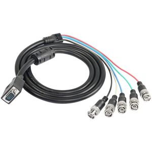 COOCHEER VGA to BNC Video Cable, HD15 VGA to 5 BNC RGB Male Coaxial High Resolution HDTV Monitor Cable (Black) - 1.5M COOCHEER VGA to BNC Video Cable, HD15 VGA to 5 BNC RGB Male Coaxial High Resolution HDTV Monitor Cable (Black) - 1.5M