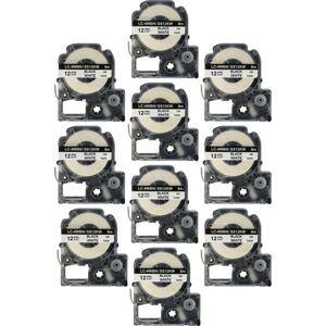 Vhbw - 10x Label Tape compatible with KingJim SR-PBW1, SR-RK1, SR6700D, SR750, SR950 Label Printer 8m x 12 mm, Black on White Vhbw - 10x Label Tape compatible with KingJim SR-PBW1, SR-RK1, SR6700D, SR750, SR950 Label Printer 8m x 12 mm, Black on White