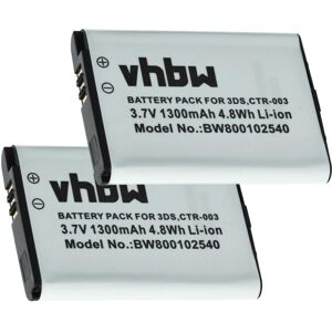 Vhbw - 2x Battery Replacement for Nintendo CTR-003, c/ctr-a-ab for Games Console (1300 mAh, 3.7 v, Li-Ion) Vhbw - 2x Battery Replacement for Nintendo CTR-003, c/ctr-a-ab for Games Console (1300 mAh, 3.7 v, Li-Ion)