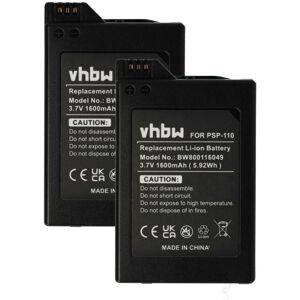Vhbw - 2x Battery Replacement for Sony PSP-110, PSP-280G for Games Console (1600 mAh, 3.7 v, Li-Ion) Vhbw - 2x Battery Replacement for Sony PSP-110, PSP-280G for Games Console (1600 mAh, 3.7 v, Li-Ion)