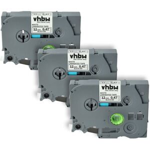 Vhbw - 3x Label Tape compatible with Brother pt 1290VP, 1300, 1400, 1500pc, 1290RS, 1290DT, 1290SBVP Label Printer 12 mm, Black on White Vhbw - 3x Label Tape compatible with Brother pt 1290VP, 1300, 1400, 1500pc, 1290RS, 1290DT, 1290SBVP Label Printer 12 mm, Black on White