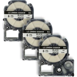 Vhbw - 3x Label Tape Replacement for Epson LC-2WBN for Label Printer 8m x 6 mm, Black on White Vhbw - 3x Label Tape Replacement for Epson LC-2WBN for Label Printer 8m x 6 mm, Black on White