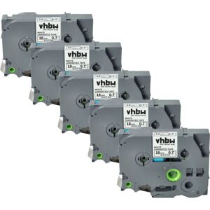 vhbw Brother Label Printer Cassette - 5x 8m x 18mm Black on White vhbw Brother Label Printer Cassette - 5x 8m x 18mm Black on White