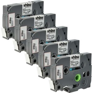 Vhbw - 5x Label Tape compatible with Brother pt E300VP, E110, E300, E115, GL-100, E200 Label Printer 4m x 12 mm, Black on White, Laminated Vhbw - 5x Label Tape compatible with Brother pt E300VP, E110, E300, E115, GL-100, E200 Label Printer 4m x 12 mm, Black on White, Laminated