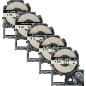 Vhbw - 5x Label Tape compatible with KingJim SR-PBW1, SR-RK1, SR750, SR950 Label Printer 8m x 6 mm, Black on White Vhbw - 5x Label Tape compatible with KingJim SR-PBW1, SR-RK1, SR750, SR950 Label Printer 8m x 6 mm, Black on White