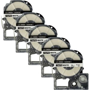 Vhbw - 5x Label Tape compatible with KingJim SR-PBW1, SR-RK1, SR750, SR950 Label Printer 8m x 9 mm, Black on White Vhbw - 5x Label Tape compatible with KingJim SR-PBW1, SR-RK1, SR750, SR950 Label Printer 8m x 9 mm, Black on White