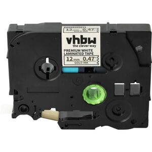 vhbw Label Tape Cassette - Compatible with Brother PT E110, E500VP, E550WVP, H105WB, E110VP - 5m x 12mm Gold on Premium White vhbw Label Tape Cassette - Compatible with Brother PT E110, E500VP, E550WVP, H105WB, E110VP - 5m x 12mm Gold on Premium White