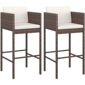 Bar Stools 2 pcs with Cushions Brown Poly Rattan Vidaxl Bar Stools 2 pcs with Cushions Brown Poly Rattan Vidaxl