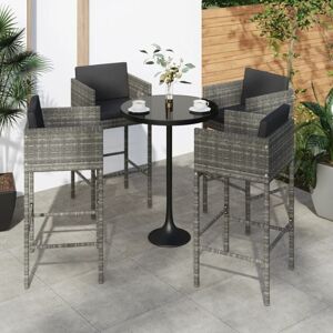Vidaxl - Bar Stools 4 pcs with Cushions Grey Poly Rattan Vidaxl - Bar Stools 4 pcs with Cushions Grey Poly Rattan