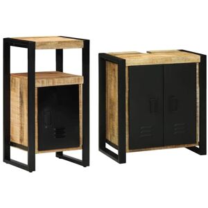 Vidaxl - Bathroom Furniture Set 2 pcs Brown Soild rough mango wood Vidaxl - Bathroom Furniture Set 2 pcs Brown Soild rough mango wood