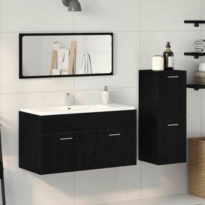 Bathroom Furniture Set 3 pcs Black Oak 90 x 38.5 x 46 cm Vidaxl Bathroom Furniture Set 3 pcs Black Oak 90 x 38.5 x 46 cm Vidaxl