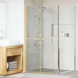 Walk-in shower wall Folding Gold and transparent 90 x 190 cm vidaXL Walk-in shower wall Folding Gold and transparent 90 x 190 cm vidaXL
