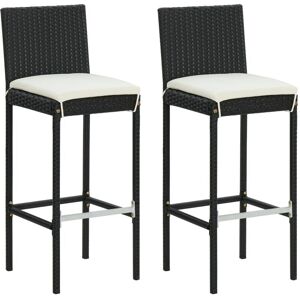 Vidaxl - Garden Bar Stools with Cushions 2 pcs Black Poly Rattan Vidaxl - Garden Bar Stools with Cushions 2 pcs Black Poly Rattan