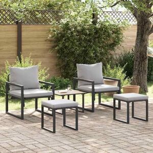 Vidaxl - Garden Sofa Set 4 pcs Black 61 x 72.5 x 71 cm Steel Vidaxl - Garden Sofa Set 4 pcs Black 61 x 72.5 x 71 cm Steel